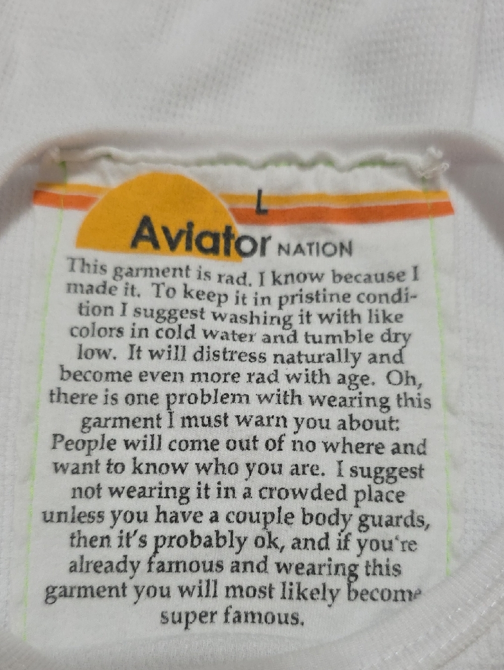 Aviator Nation Bolt Thermal in White Size Large - Picture 3 of 3